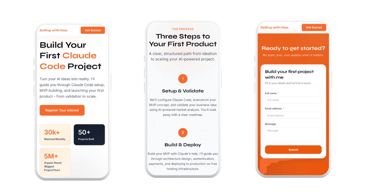 An example LeadLanding page — branded landing page with a clear headline, service description, and built-in lead capture form